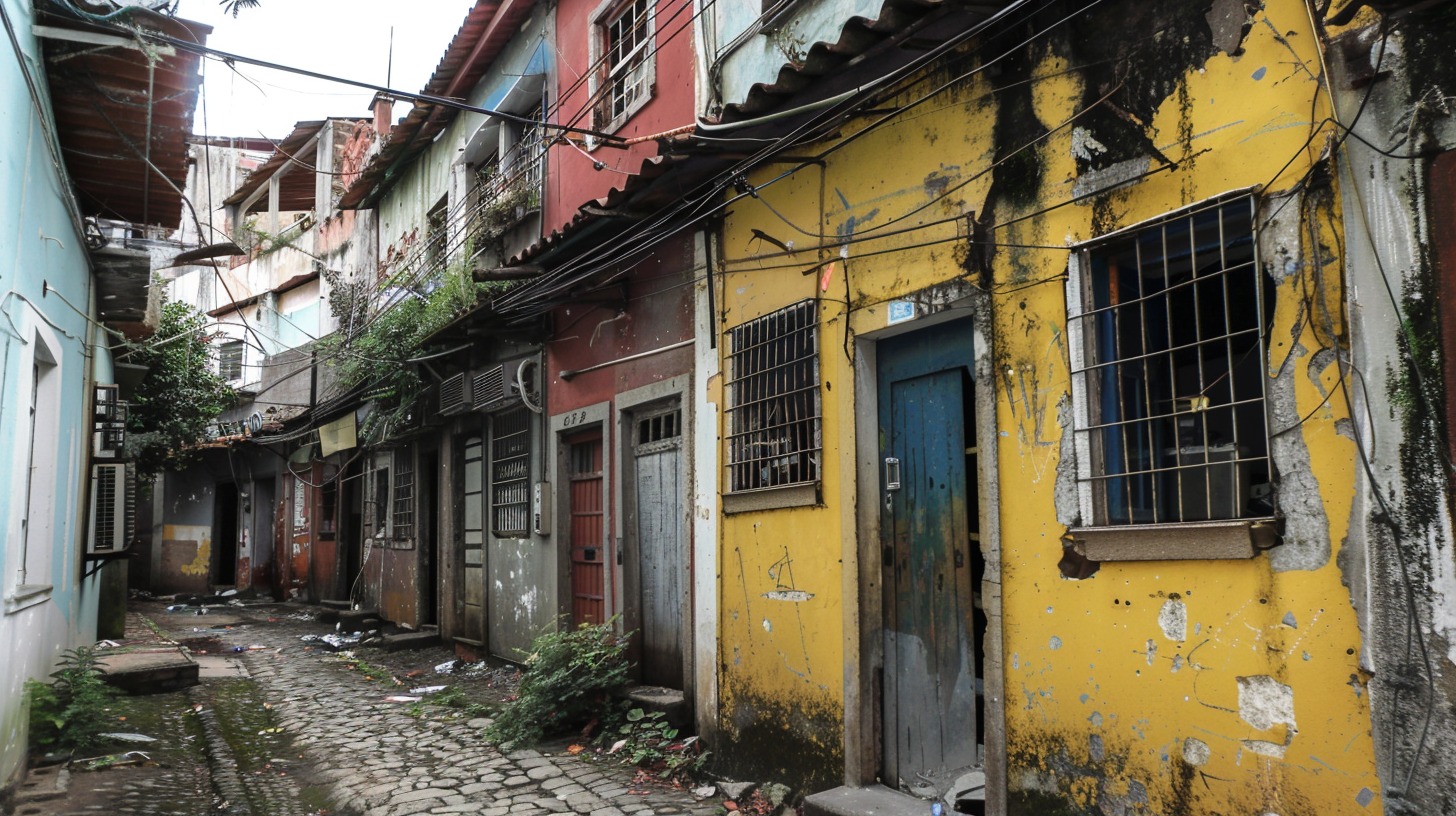 Brazilian poor and dangerous neighbourhood street and houses