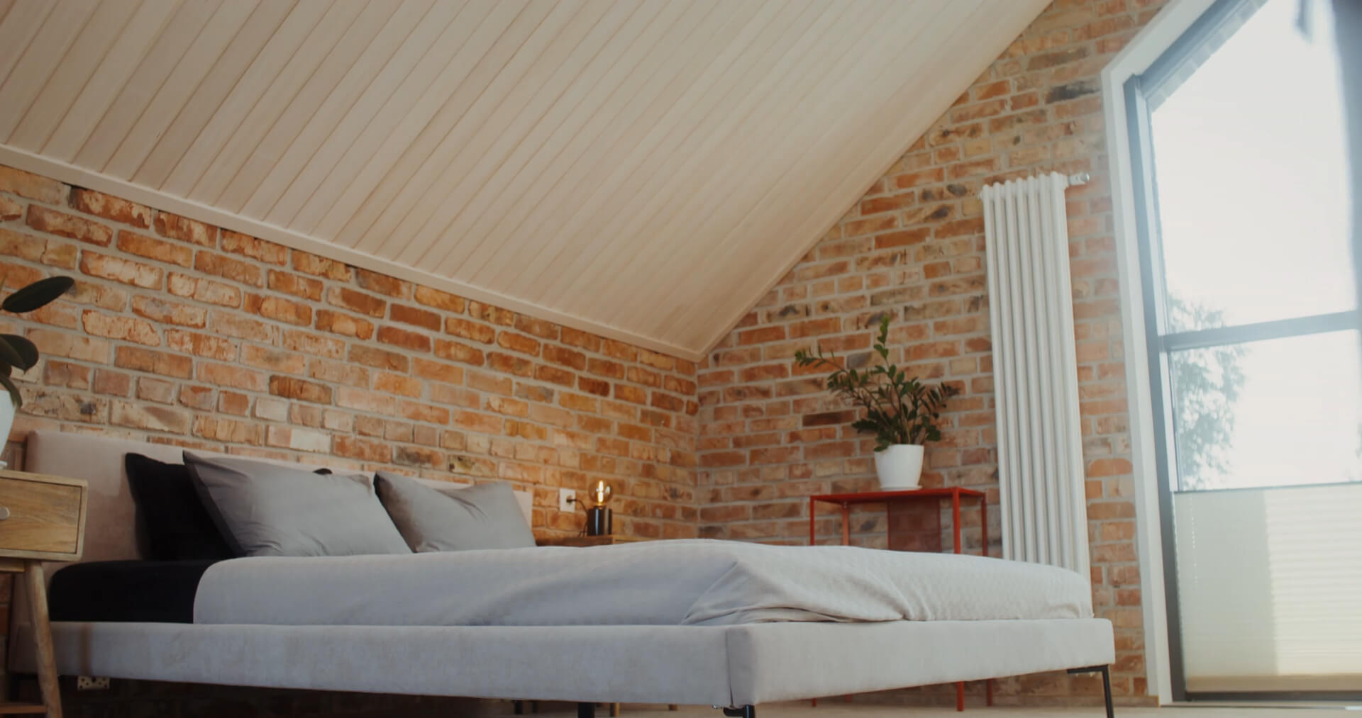 Bedroom Wall with Red Bricks