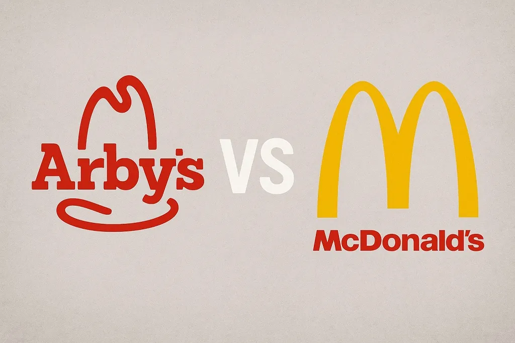 Arby’s logo versus McDonald’s logo for brand comparison