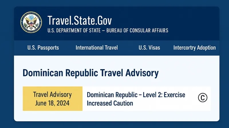 U.S. travel advisory for the Dominican Republic advising increased caution