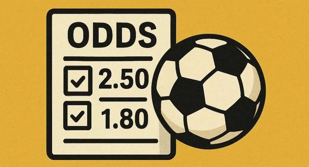 Betting odds chart next to a soccer ball, representing sports gambling