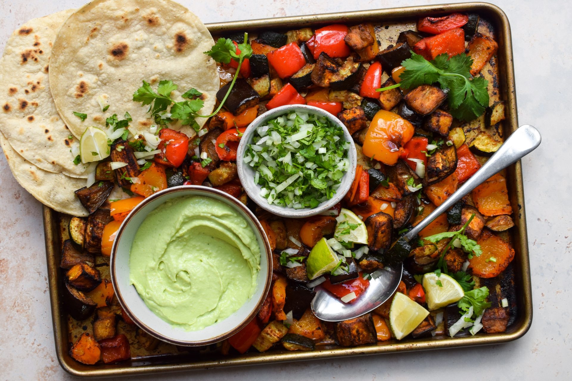 Roasted Vegetable Tacos With Lime Crema