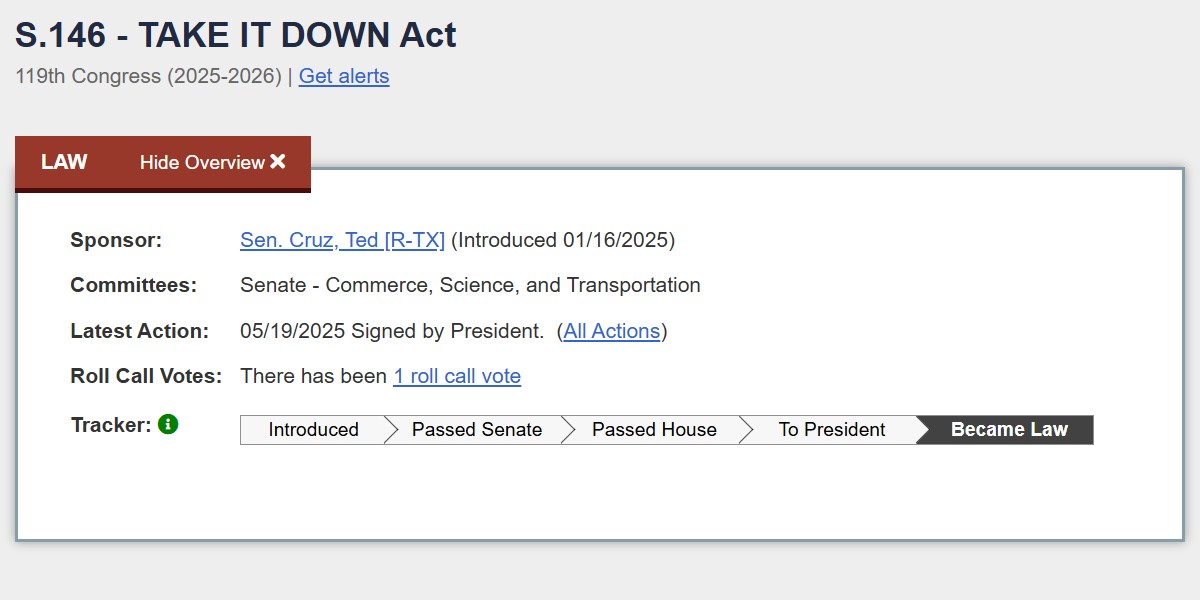 Take It Down Act Is Officially a Law