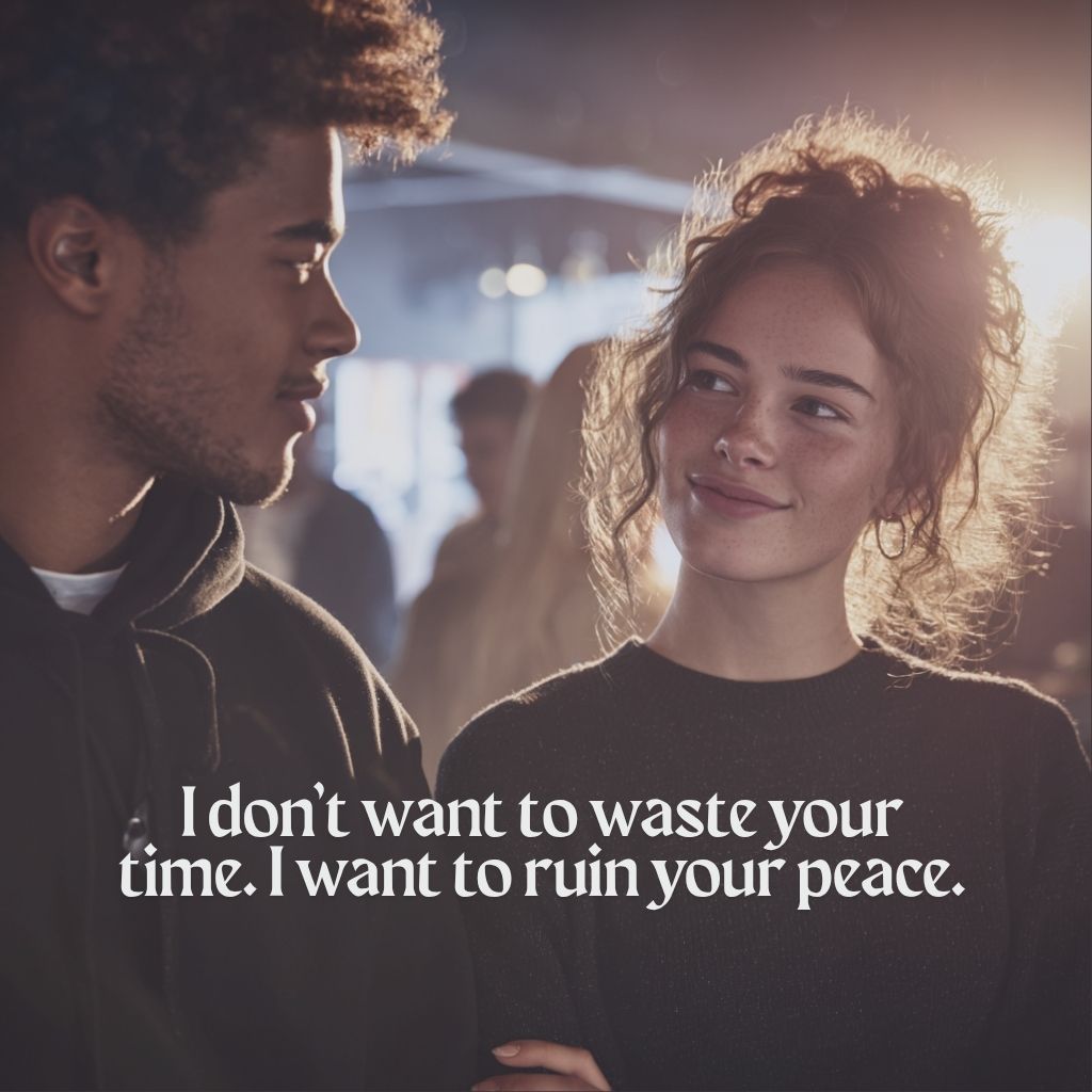 Flirty couple sharing a bold moment, perfect example of freaky rizz lines for fearless flirting