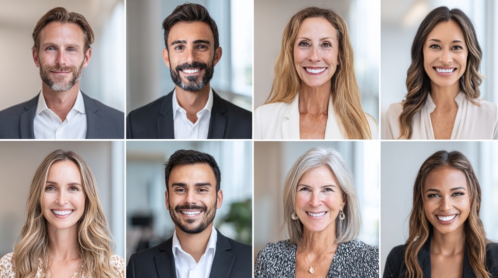Professional portraits of a diverse team, symbolizing the human side behind a welcome kit for clients
