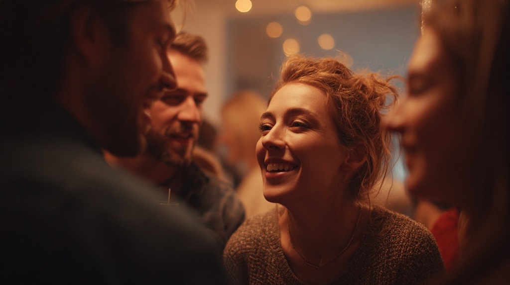 Friends laughing closely while playing Paranoia, one of the most unpredictable games for adults