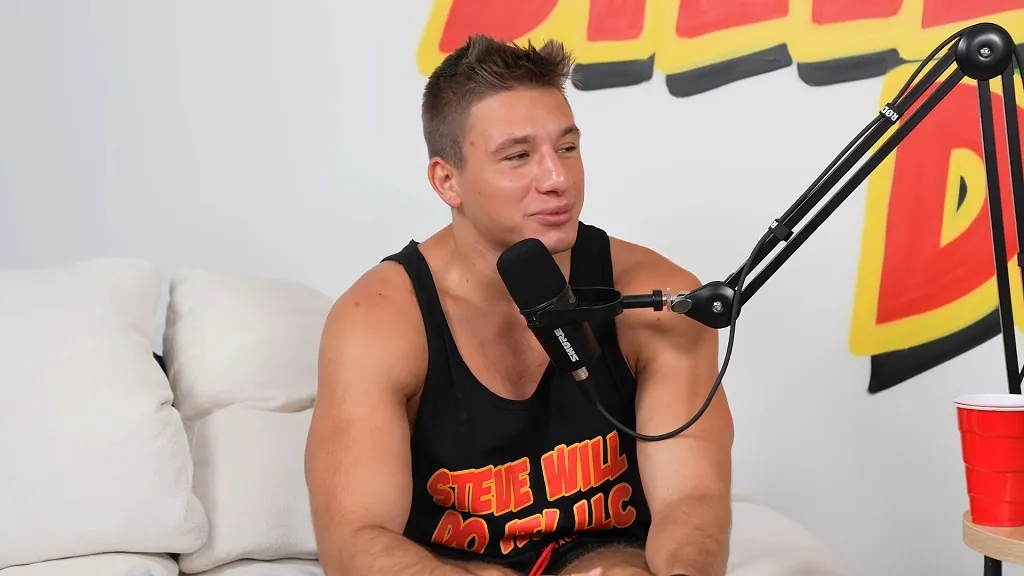 SteveWillDoIt, popular Nelk Boys member, talks about his experiences and stunts during a podcast session
