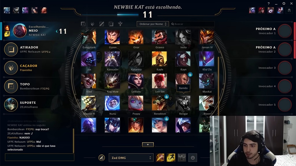 A League of Legends streamer named Jukes selecting a champion during a live stream, with game interface visible and webcam feed in the corner