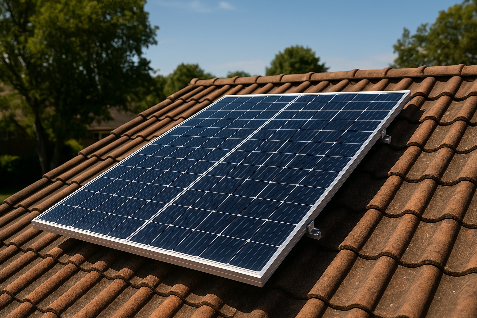 Solar Panel on A Rooftop