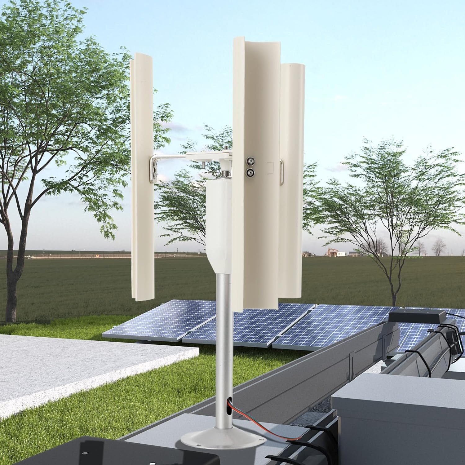 An image of Axis Wind Turbine Generator in the backyard.