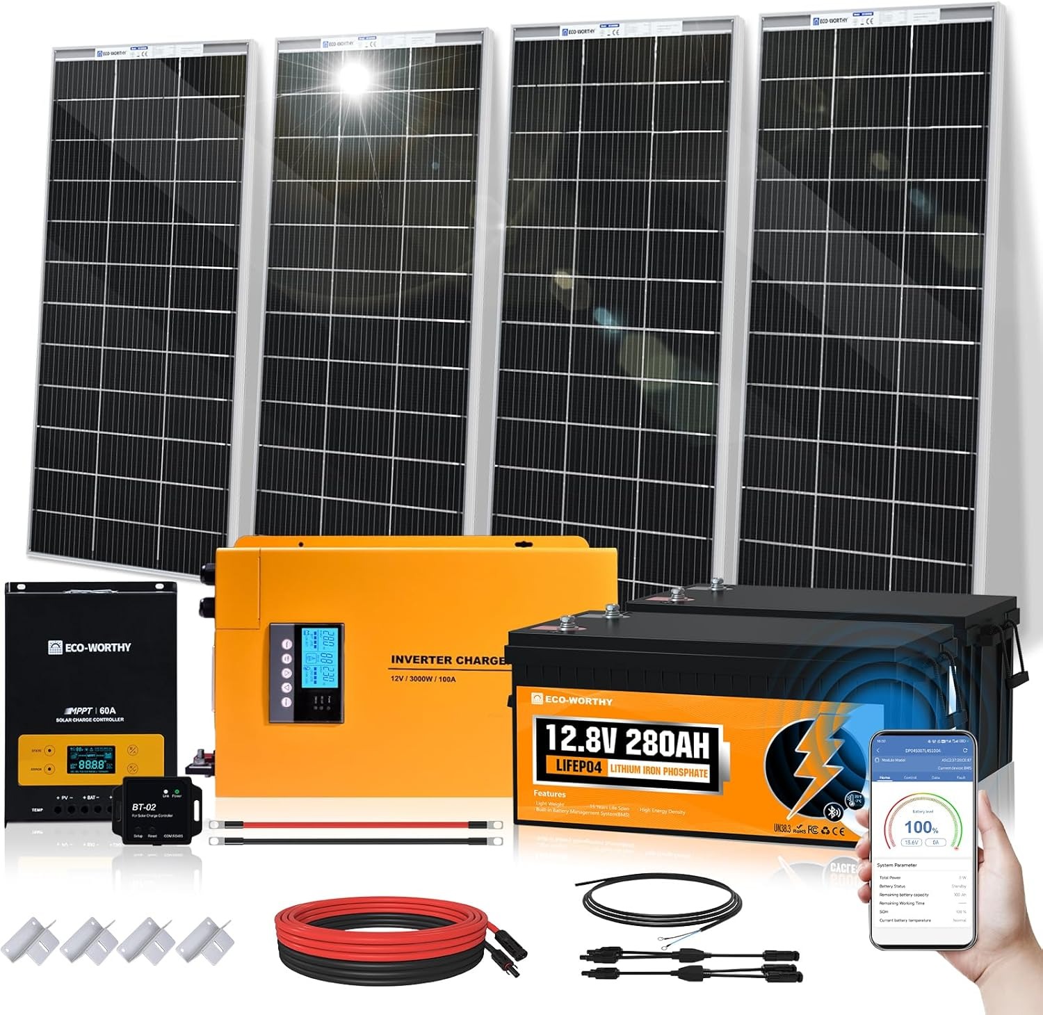 ECO-WORTHY 7.168KWH 800W Solar Panel Kit