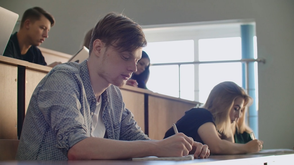 In-class writing assessment with students working quietly