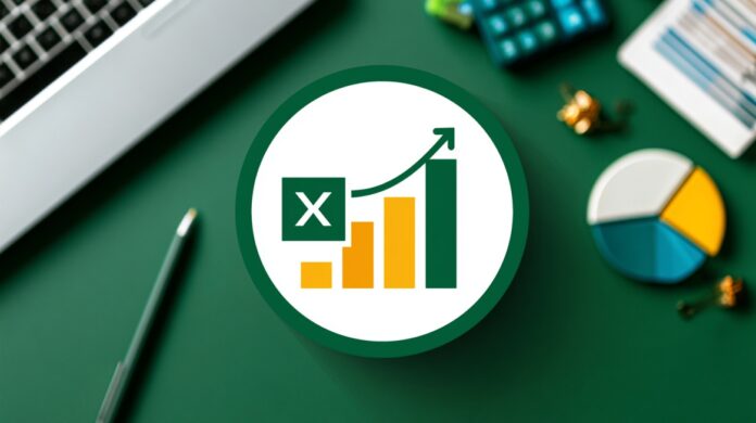 The Excel Skills That Finance Employers Test in Every Interview Excel-themed graphic with charts, calculator, laptop, and financial reports on a green desk showcasing Excel skills.
